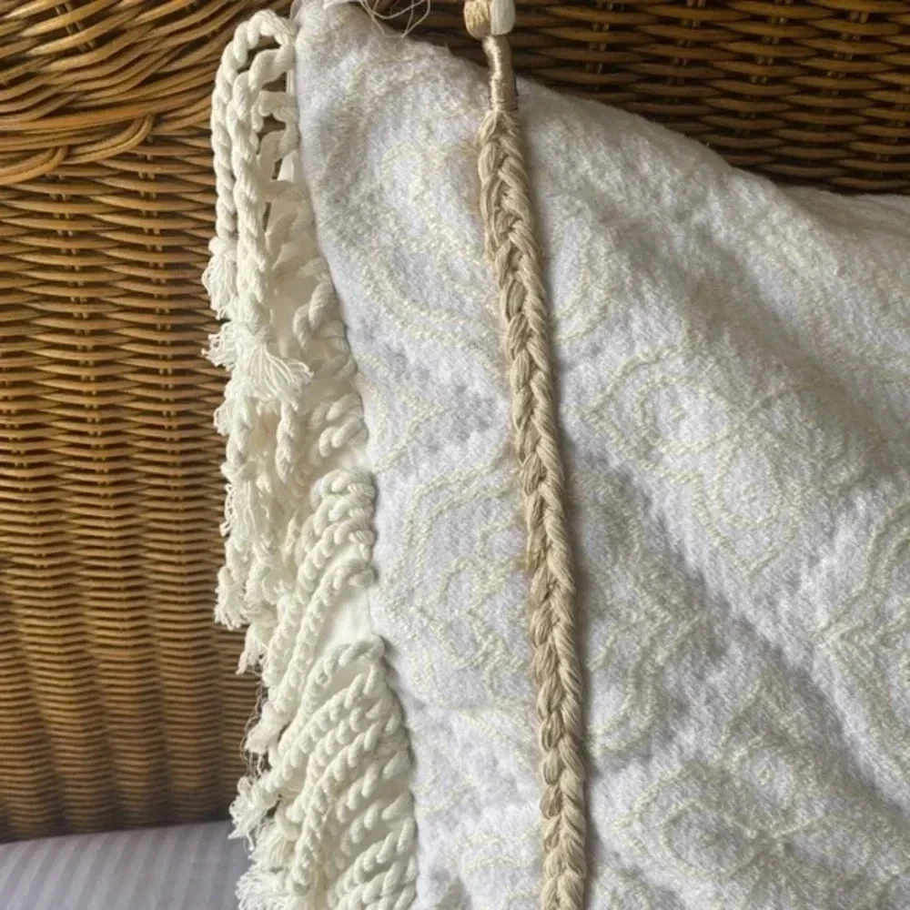 Anthropologie Tassel Textured Pillow Sham